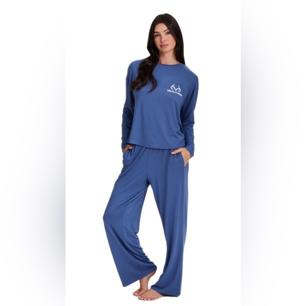 🦌REALTREE Women's 1X Long Sleeve Wide Leg Pant Pajama Lounge Sleep Set Pockets 😍 - Picture 4 of 8